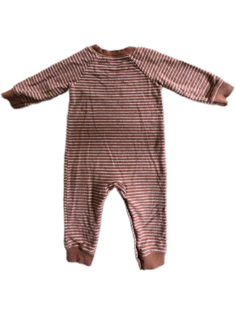 Carter's Brown Striped French Terry Romper Jumpsuit 18M Knee Patch - Picture 7 of 9